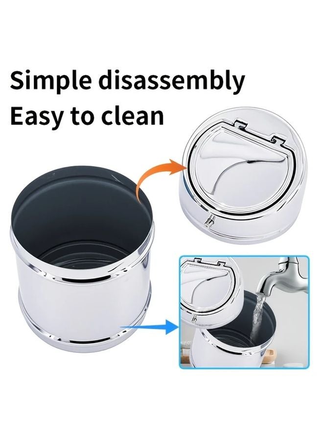 Stainless Steel Car Ashtray Type A with One Press Pop Up Lid and Cigarette Holder - Image 4